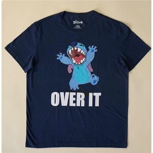 Disney Stitch T-Shirt Mens XL Navy Blue NWT Over It Graphic Tee